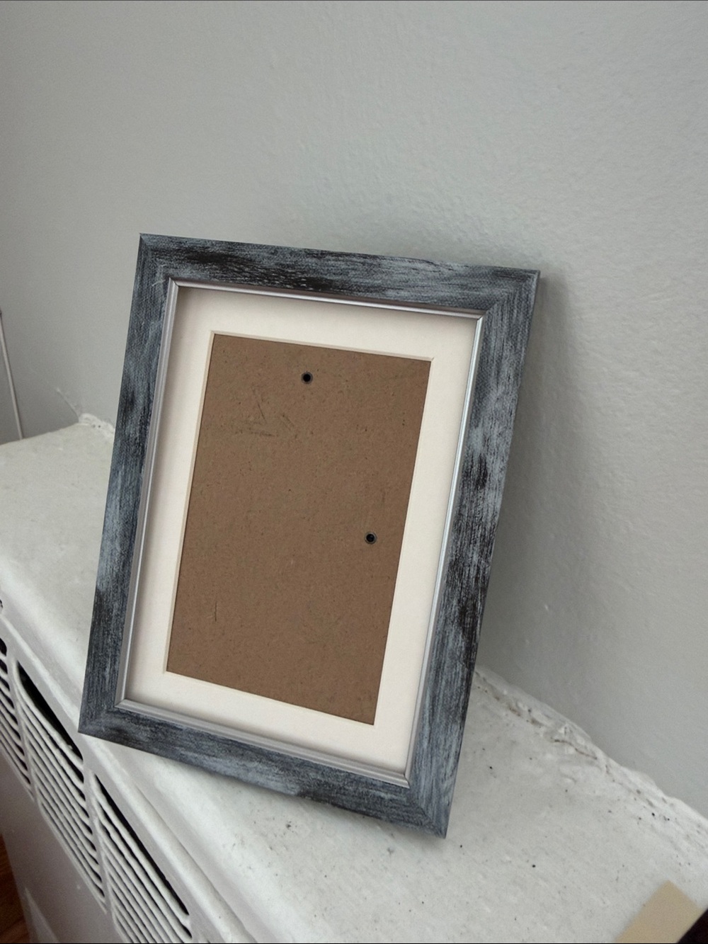 Distressed Gray Wood Picture Frame with White Mat